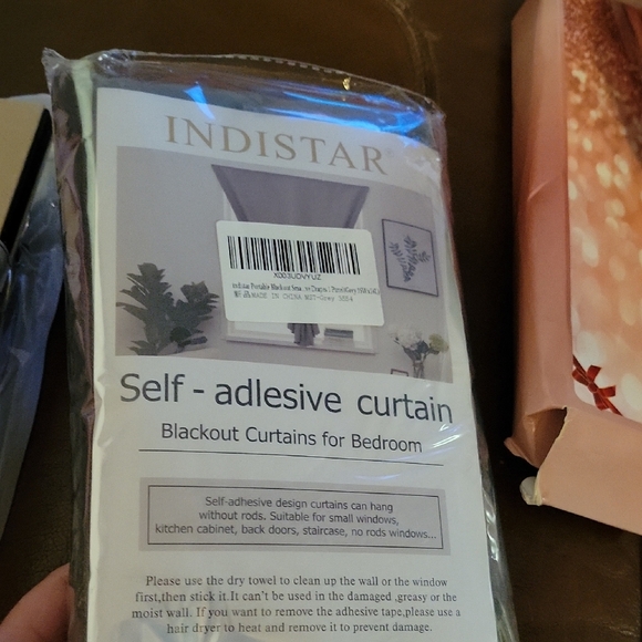 Blackout Self-Adhesive Curtain - Gray - Picture 1 of 4